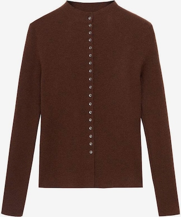 MANGO Knit Cardigan 'Twenties' in Brown: front