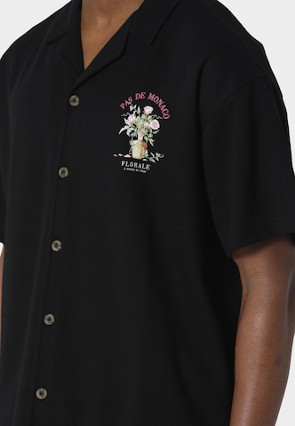Coupe regular Chemise 'BOTANICA' Pas De Monaco en noir