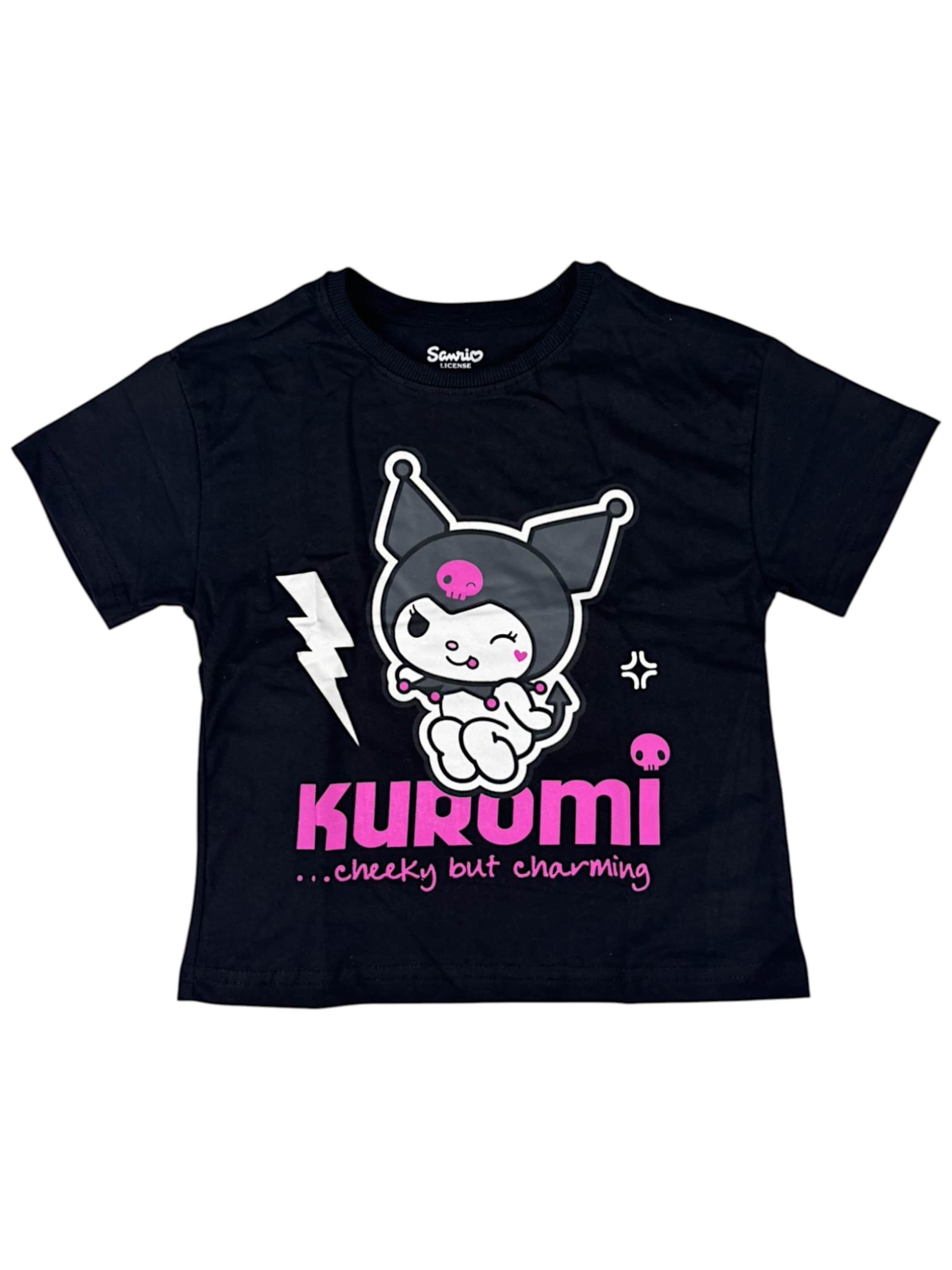 HELLO KITTY Shirt 'Hello Kitty Kuromi' in Black: front