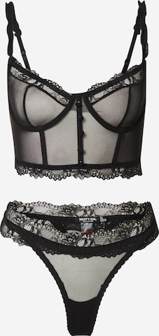 Nasty Gal - Soutien Bustier Conjuntos de lingerie em preto: frente