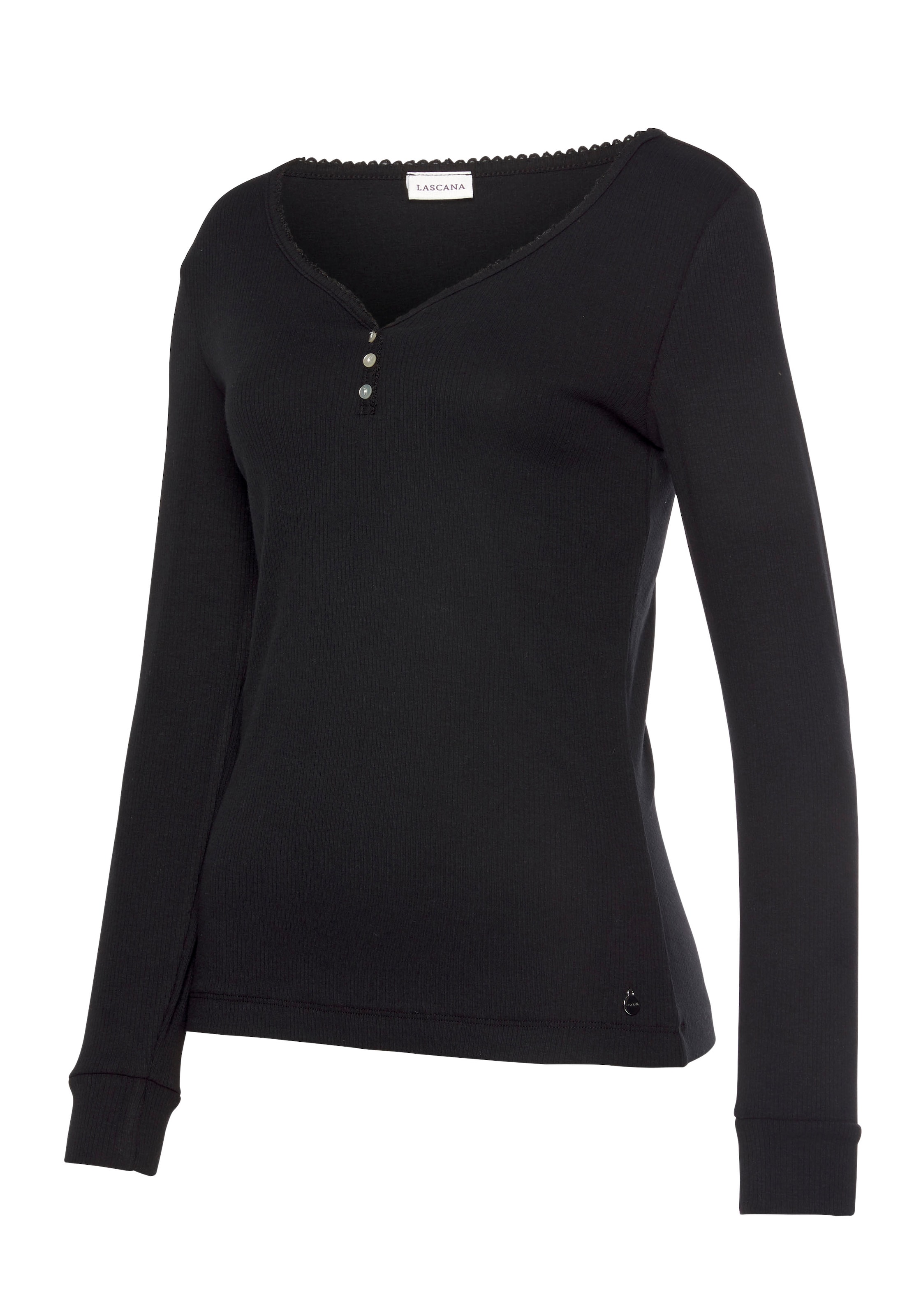 LASCANA Тениска за спане в черно