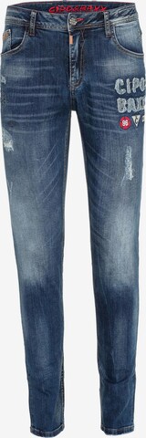 CIPO & BAXX Slimfit Jeans in Blauw: voorkant