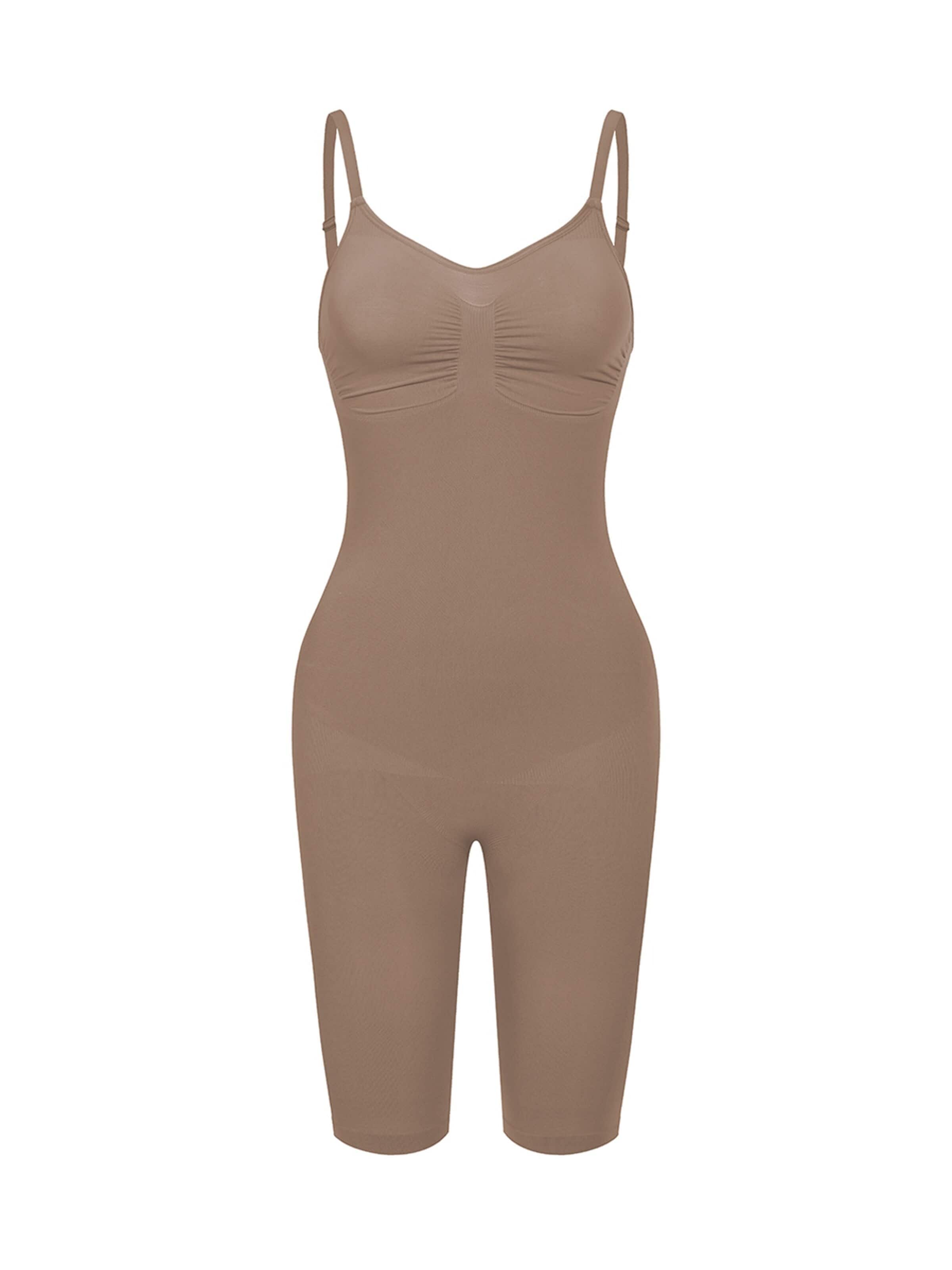 cfab (formerly creamy fabrics) Shapingbody 'Bodysuit Sculpting Shapewear mit Shorts' in Bruin: voorkant