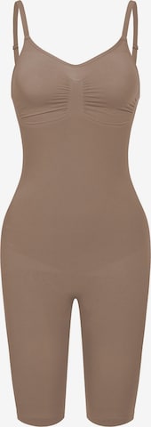 cfab (formerly creamy fabrics) Shapingbody 'Bodysuit Sculpting Shapewear mit Shorts' in Bruin: voorkant