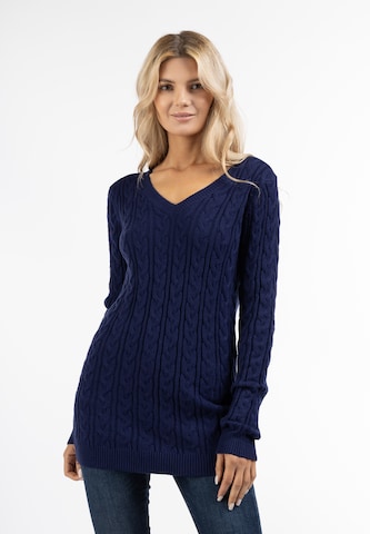 Pull-over usha BLUE LABEL en bleu : devant