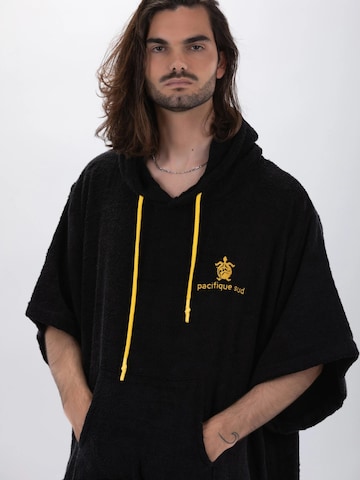Pacifique Sud Athletic Robe 'Poncho Surf - Einheitsgröße - Tencel - Mit Ärmeln' in Black
