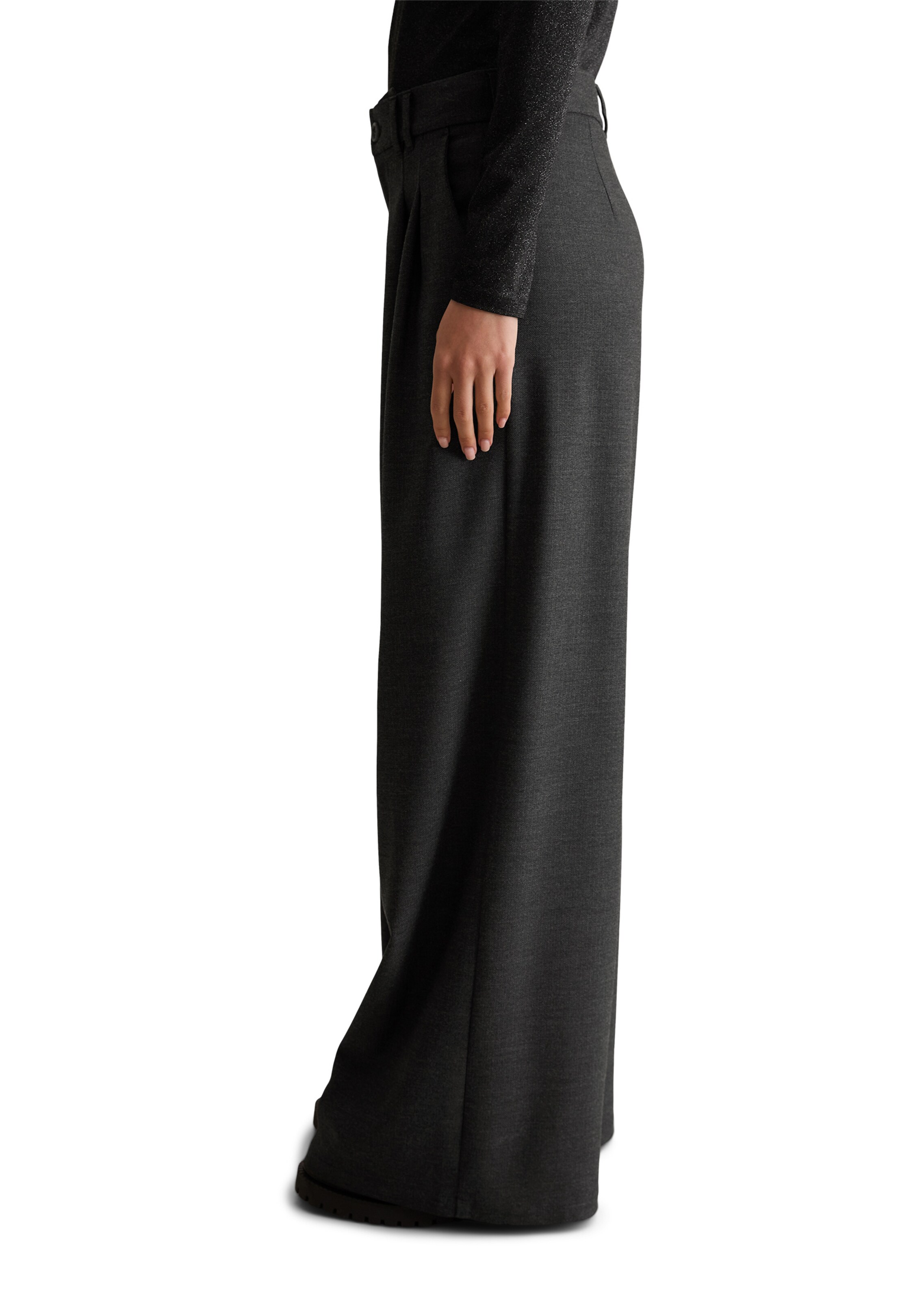 Marc O'Polo DENIM Wide leg Bandplooibroek in Grijs