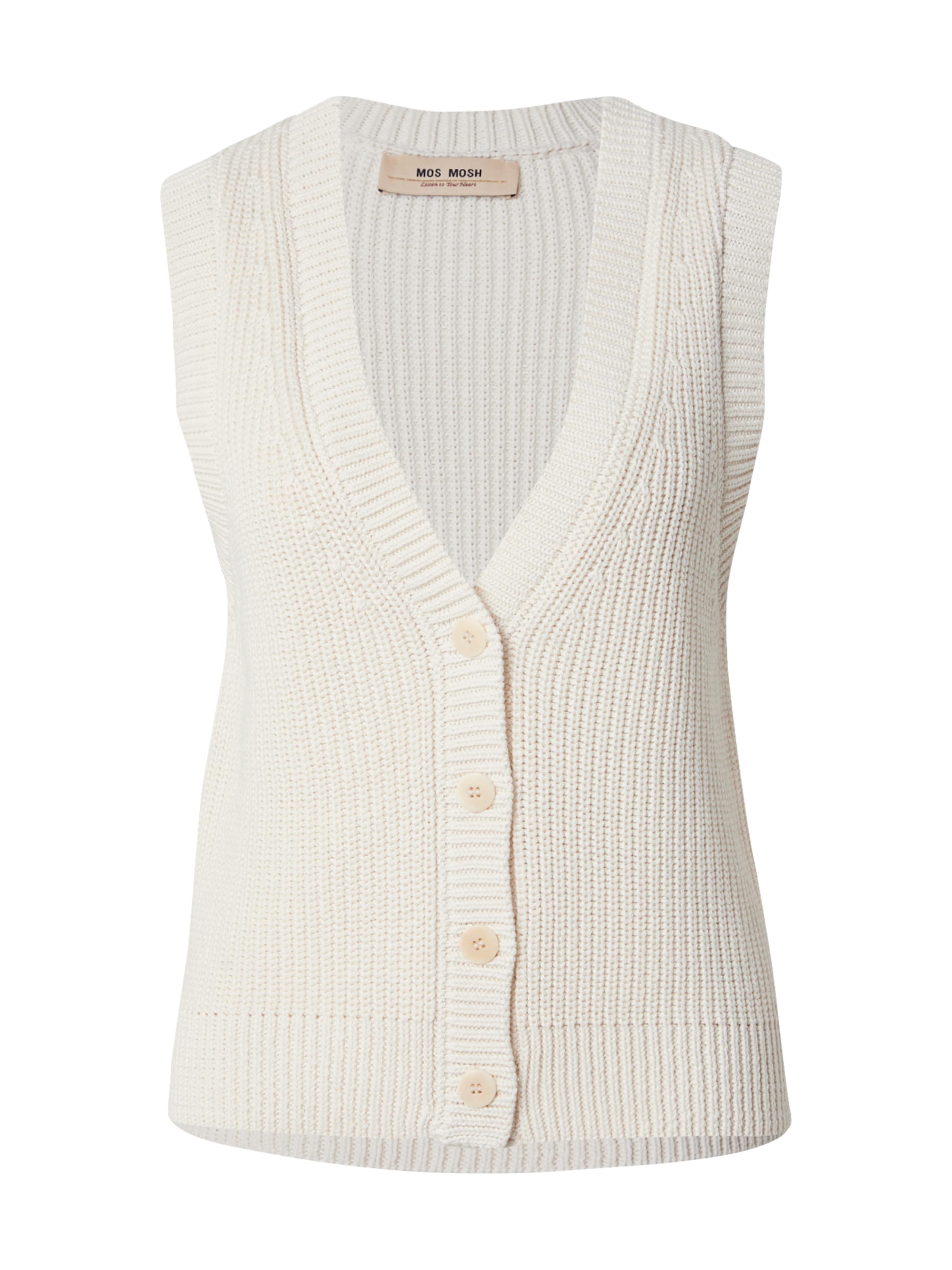 MOS MOSH Kootud vest 'MMKirby', värv beež: eest vaates