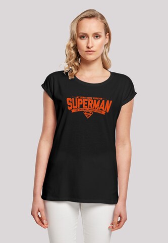 F4NT4STIC Shirt 'Superman My Hero' in Zwart: voorkant