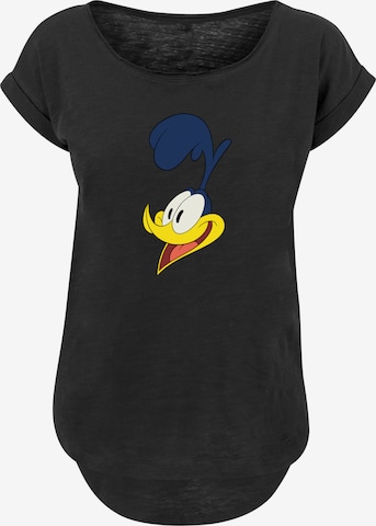 F4NT4STIC Shirt 'Looney Tunes Road Runner Face' in Zwart: voorkant