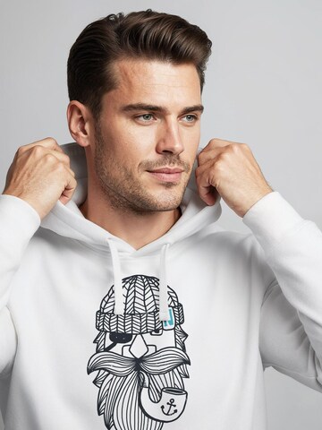 Neverless Sweatshirt 'Sailor Captain mit Pfeife' in White