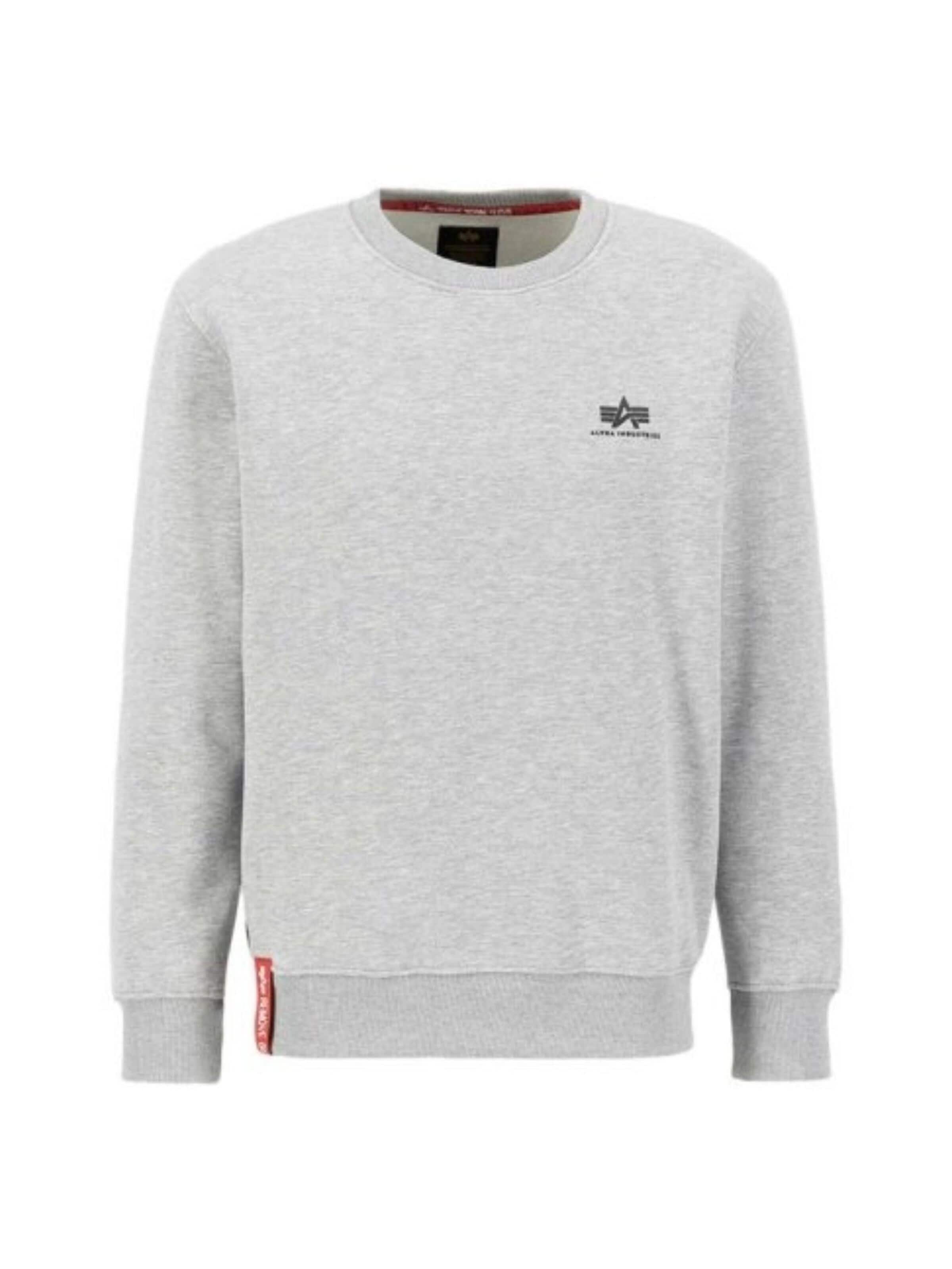 ALPHA INDUSTRIES Bluzka sportowa 'Basic Logo' w kolorze szary: przód