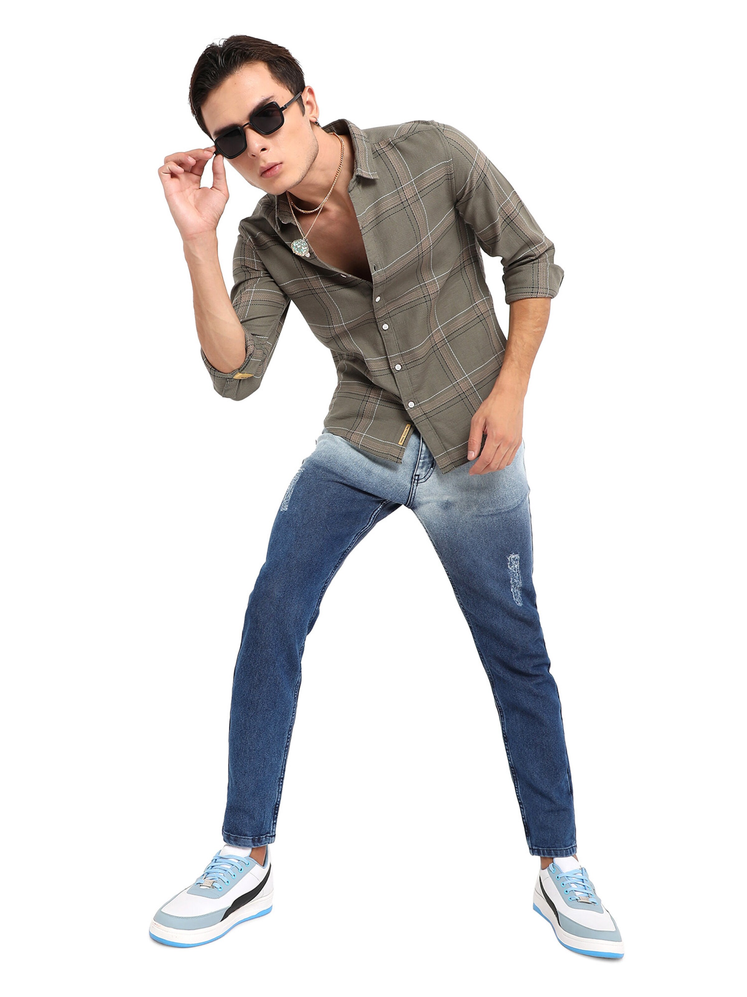 Campus Sutra Regular fit Button Up Shirt &#x27;Augustus&#x27; in Green