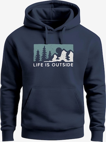 Neverless Sweatshirt 'Life is outside' in Blau: Vorderseite