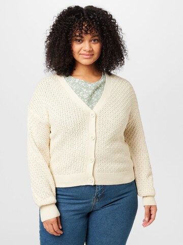 Vero Moda Curve Knit Cardigan 'Blanca' in Beige: front