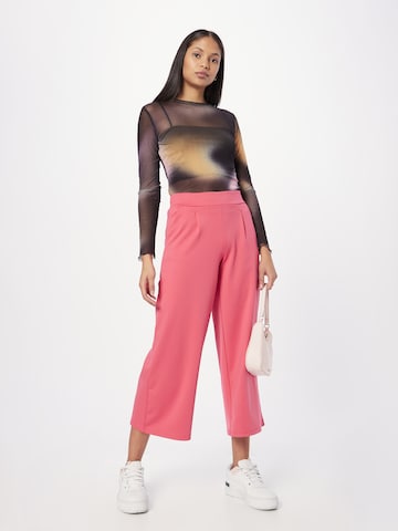 ICHI Wide leg Pleat-Front Pants 'KATE' in Pink