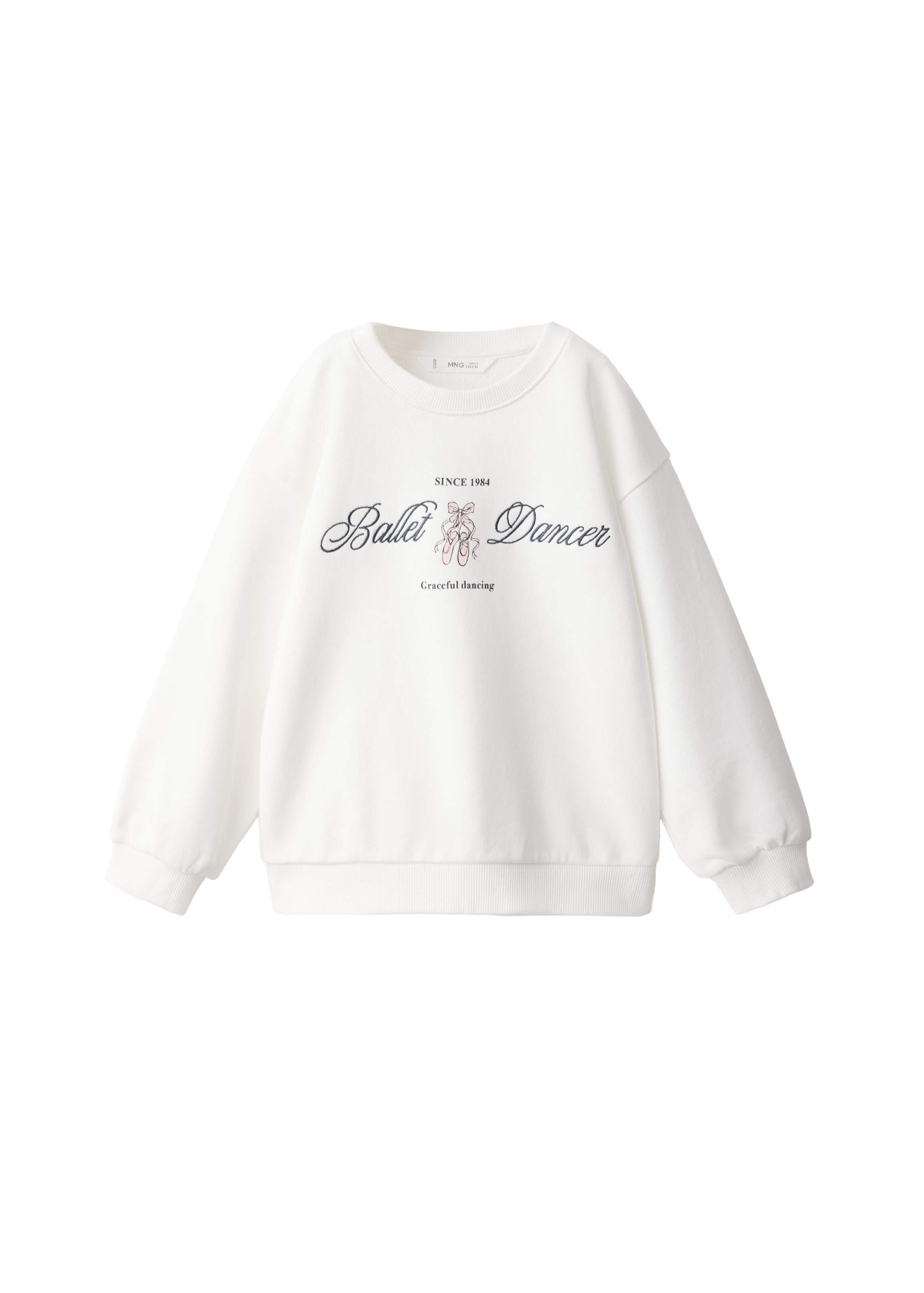 Bluză de molton 'DANCER' de la MANGO KIDS pe alb: față