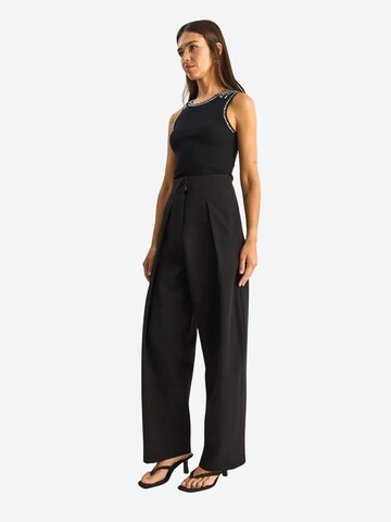 Bianco Lucci Wide leg Bandplooibroek 'Hose' in Zwart