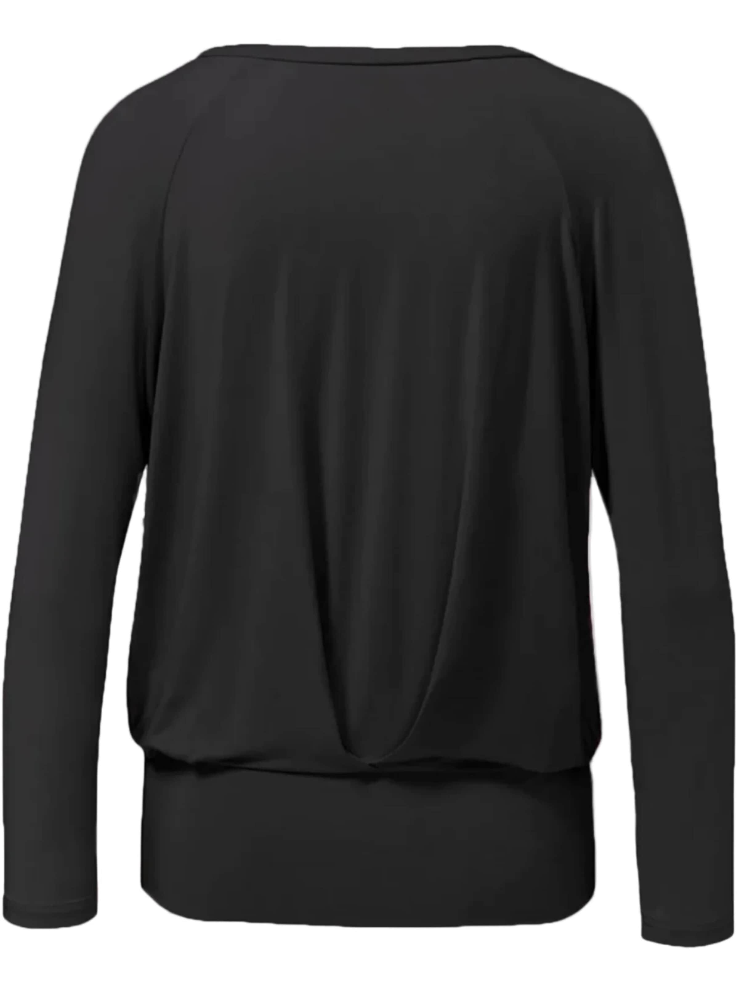 CURARE Yogawear Sporttop 'Langarmshirt Boxpleat - Black'‌‌‌‌‌‌‌‌‌ in Schwarz