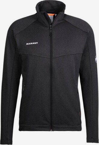 MAMMUT Athletic Zip-Up Hoodie ' Nair' in Black: front