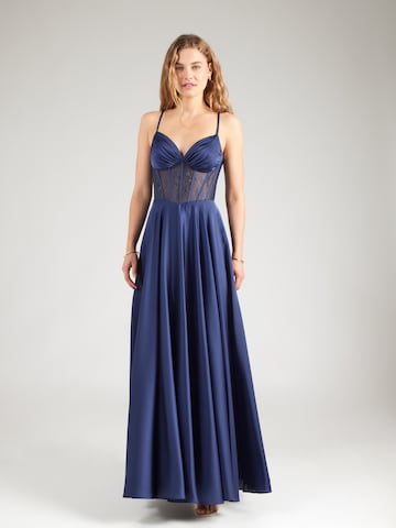 mascara - Vestido de noche en azul: frente