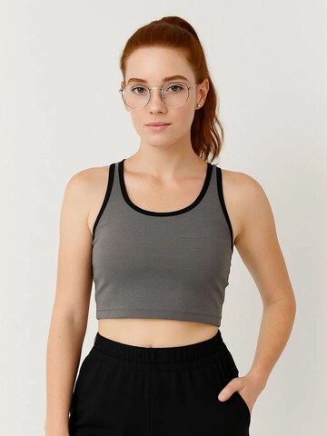 Tommy Life Top 'Crop Top' in Grey: front