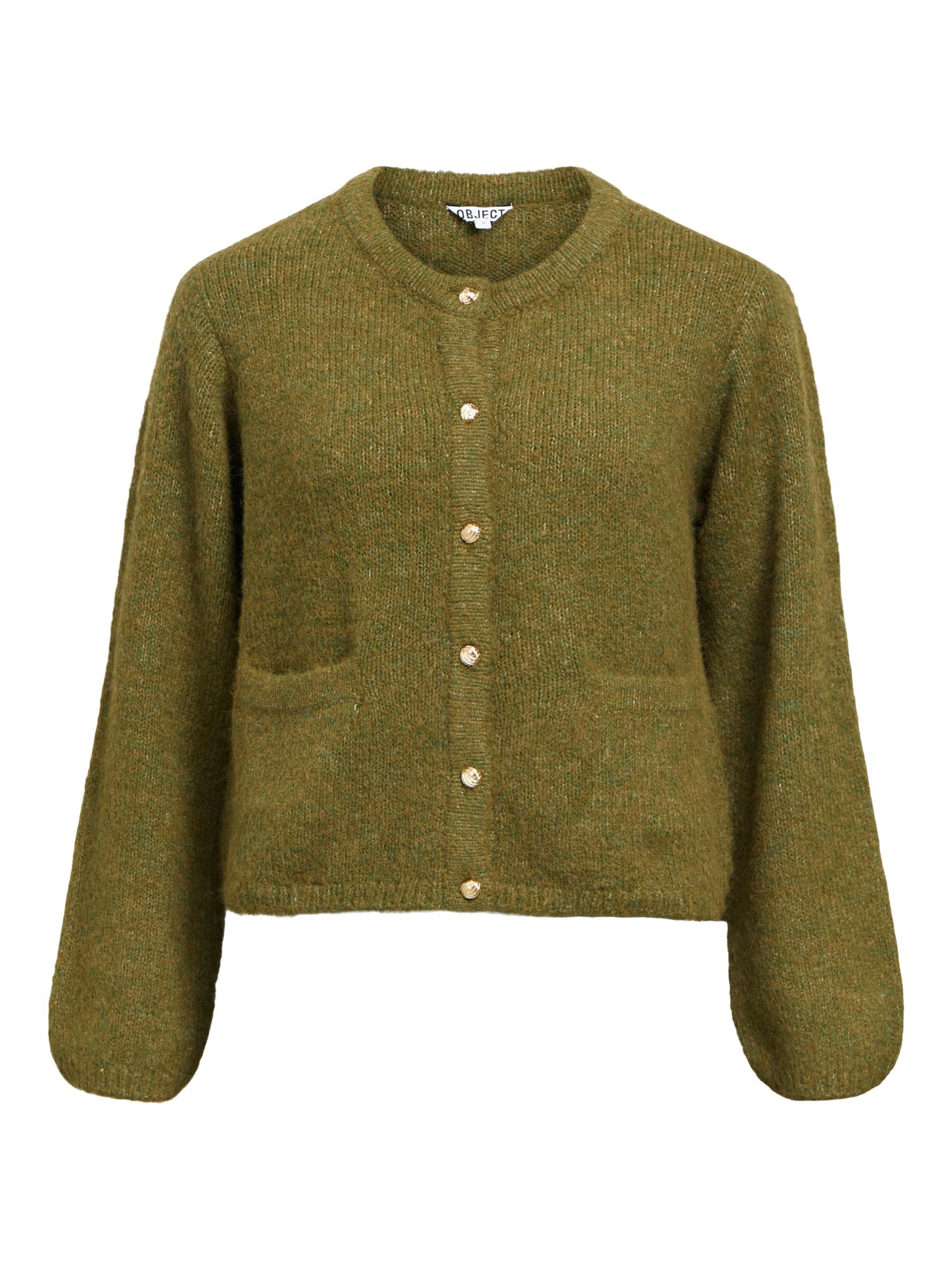 OBJECT Strickjacke 'OBJSAGGIA' in Grün: Vorderseite