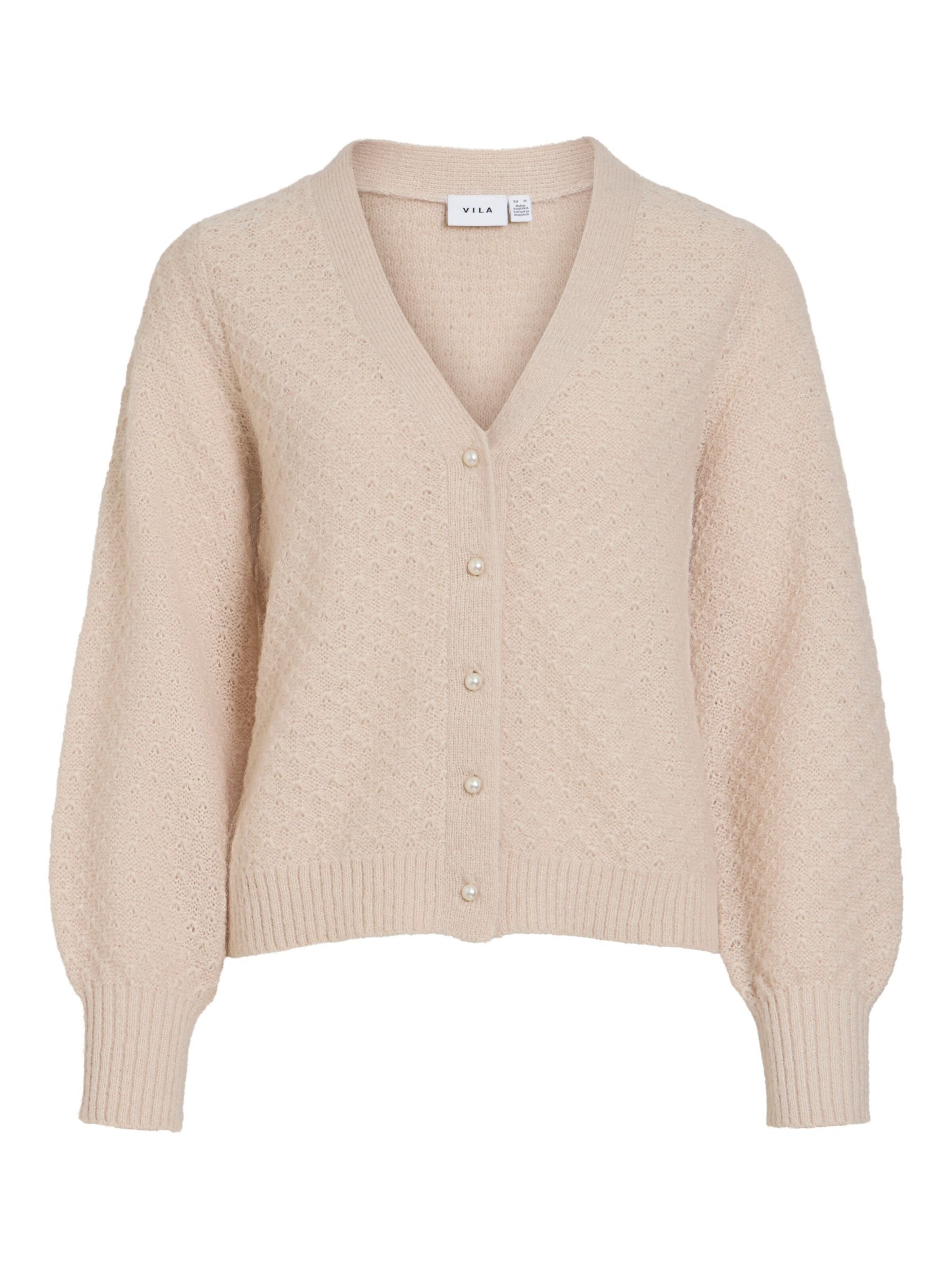 VILA Gebreid vest 'VITuli' in M in de kleur Beige, Productweergave