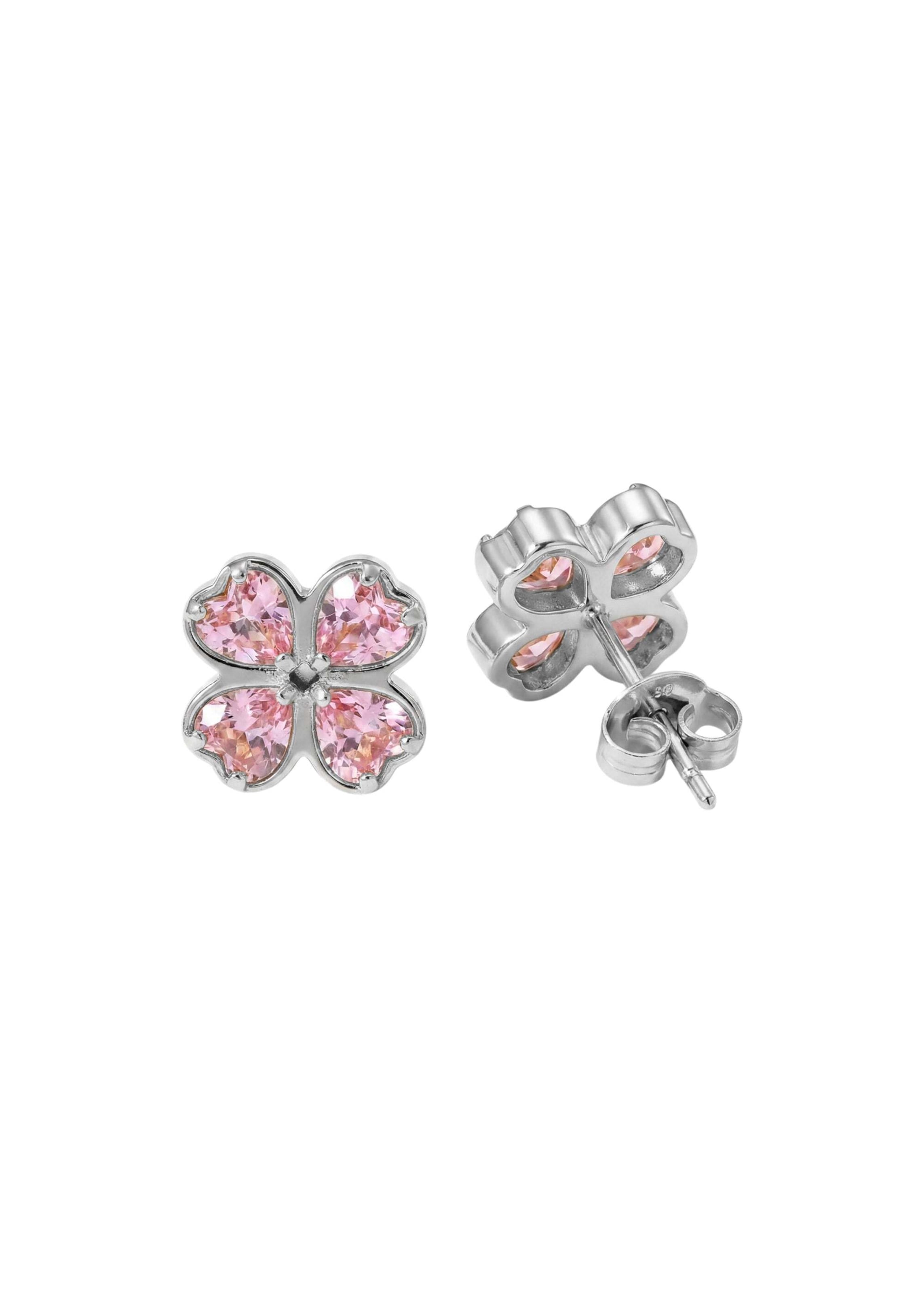 PURELEI Oorbellen 'Rosa Cuore' in Zilver: voorkant