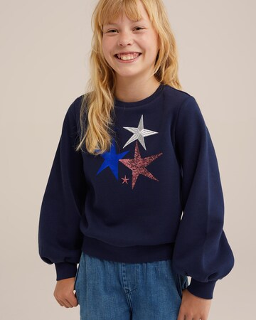 WE Fashion Sweatshirt in Blauw: voorkant