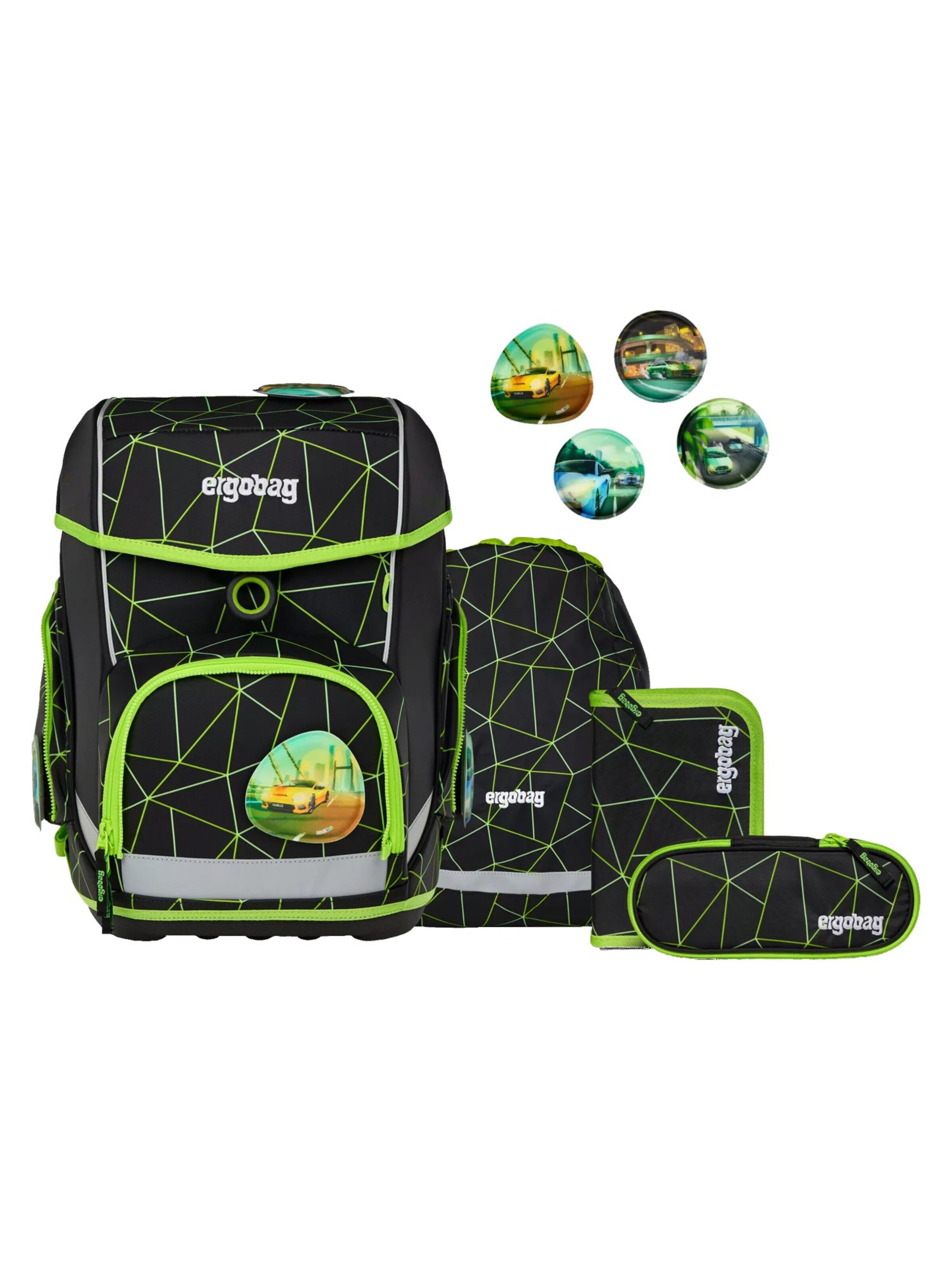 ergobag Backpack 'Schulranzen-Set cubo Set' in Green: front