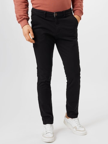 JACK & JONES - Regular Calças chino 'Marco Dave' em preto: frente