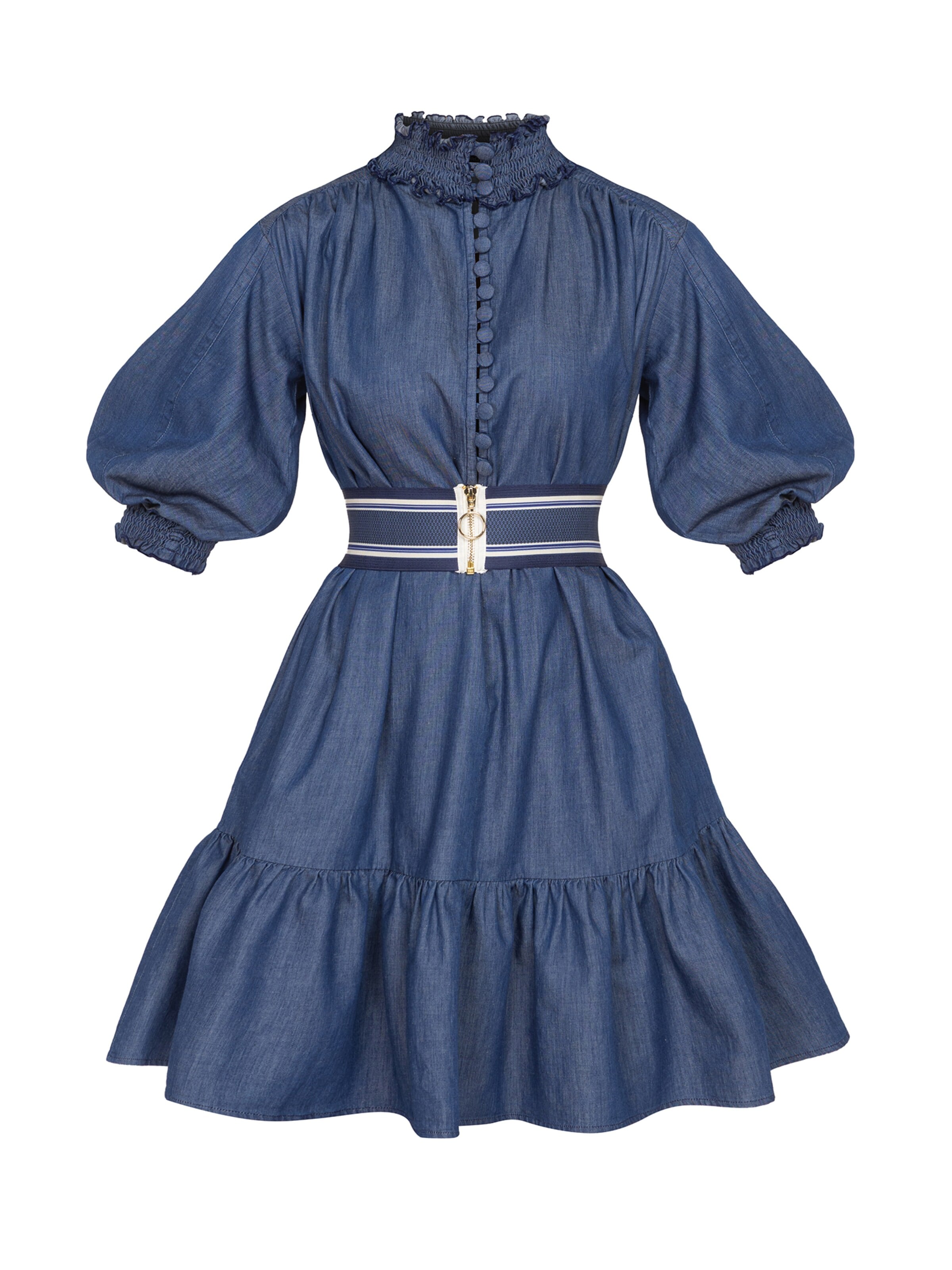 JIORO Jurk 'ESSENTIALS' in Blauw: voorkant