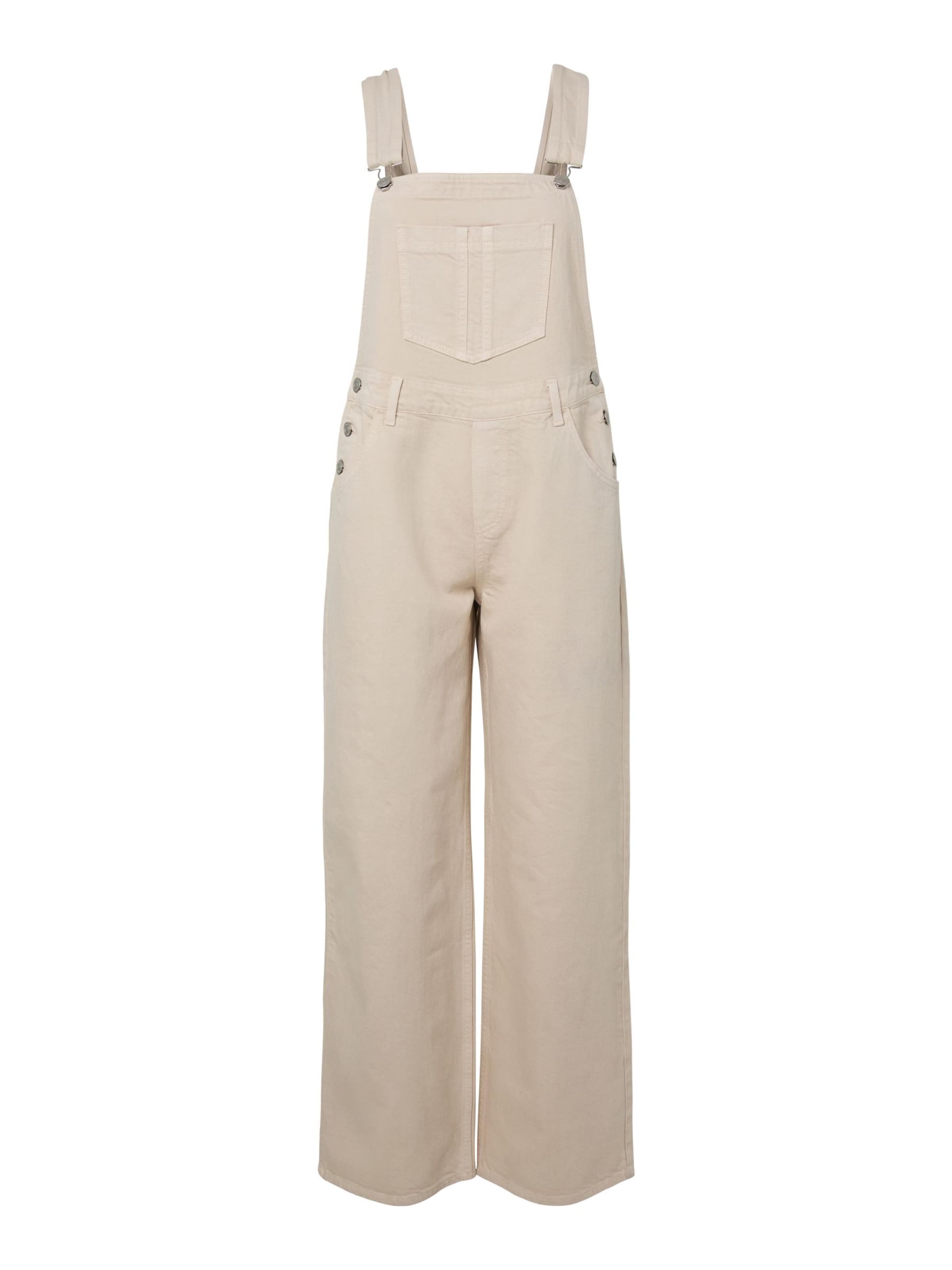 Loosefit Pantaloni con pettorina 'PCGrace' di PIECES in beige: frontale