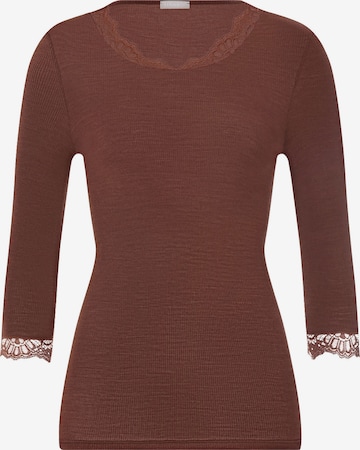 T-shirt ' Woolen Lace ' Hanro en marron : devant