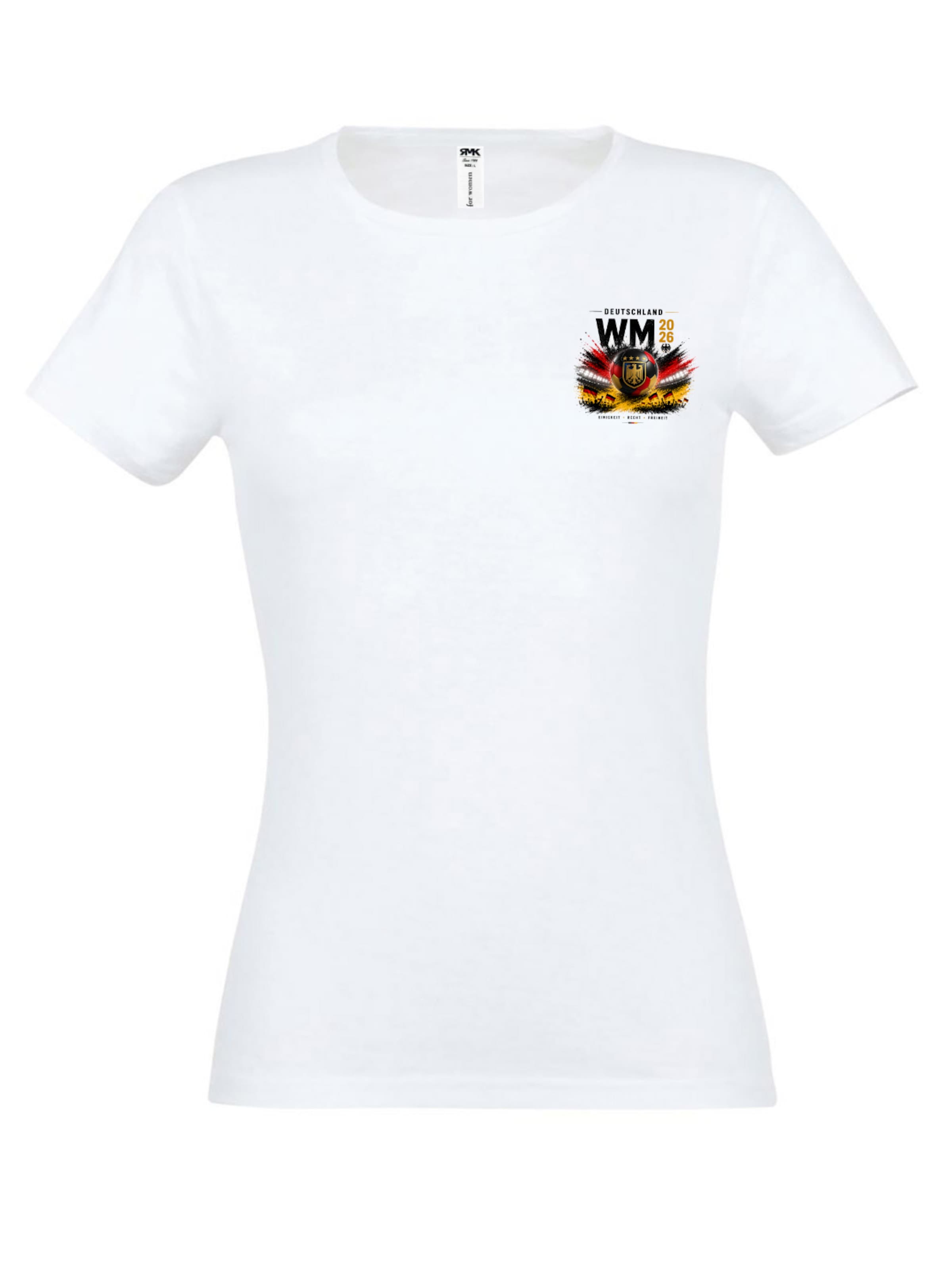 RMK Shirt 'Fußball Deutschland WM 2026' in White: front