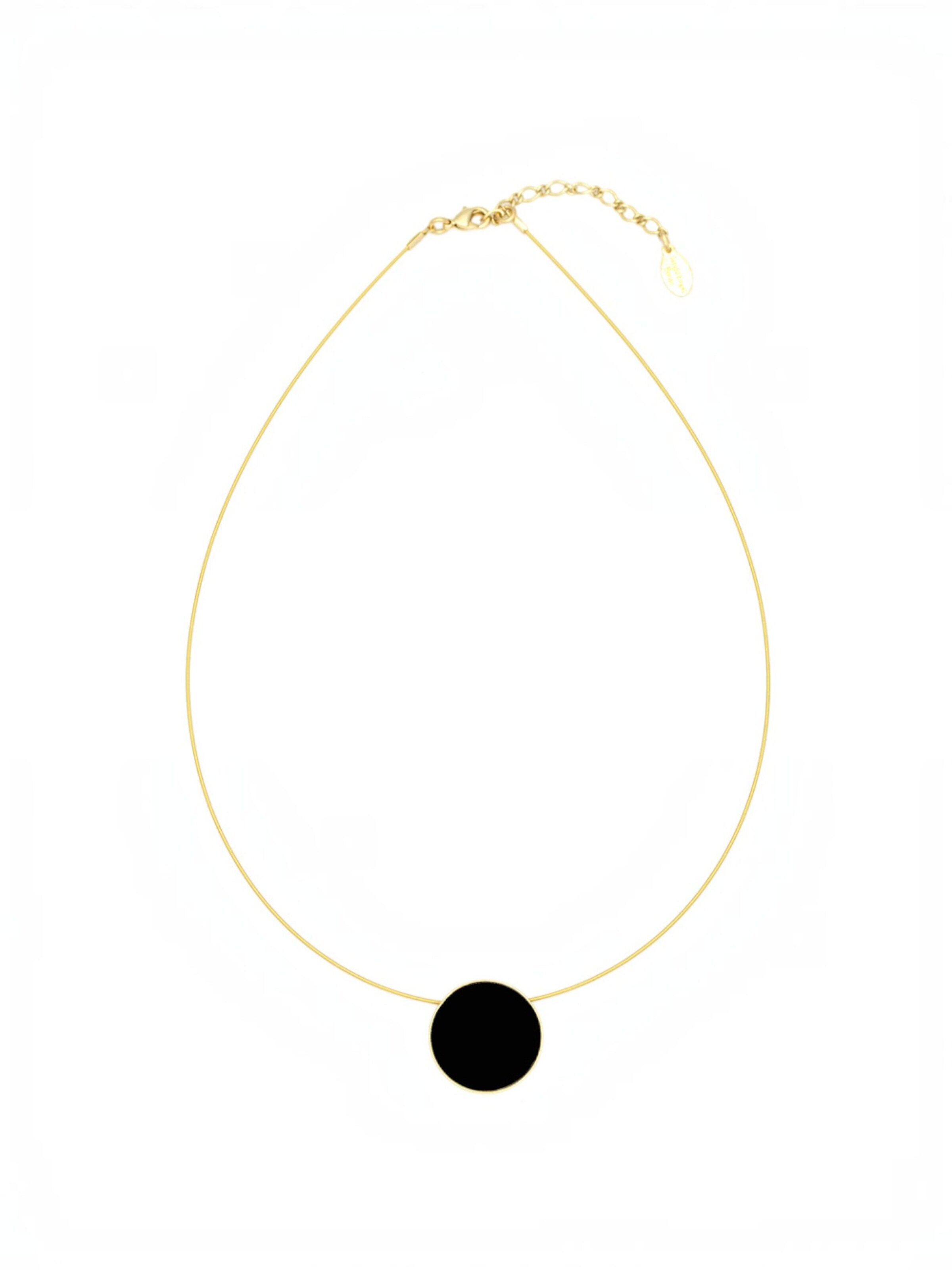 Sergio Engel Lánc 'Patina Kette 04 Minimalistische vergoldete Seil-Kette mit farbigem Anhänger' - fekete: elől