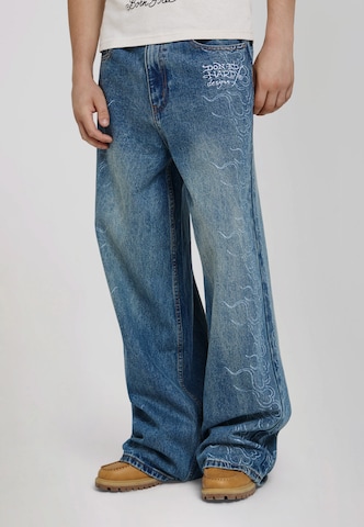 Ed Hardy - Loosefit Vaquero en azul: frente