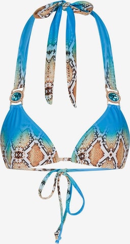 Moda Minx Triangle Bikini Top 'Poisin Paradise' in Blue: front