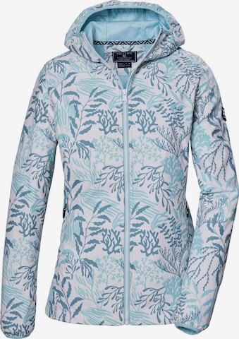 KILLTEC Outdoorová bunda 'Softshelljacke KOS 56 Damen Kapuze Outdoorjacke Blumenmuster' – modrá: přední strana