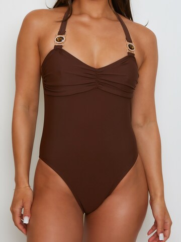 Moda Minx Bustier Badpak 'Amour Rouched' in Bruin