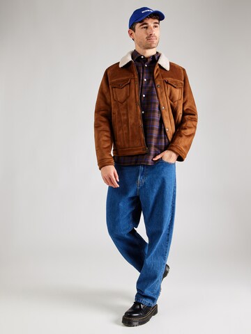 JACK & JONES Comfort fit Button Up Shirt 'JOSHUA' in Brown