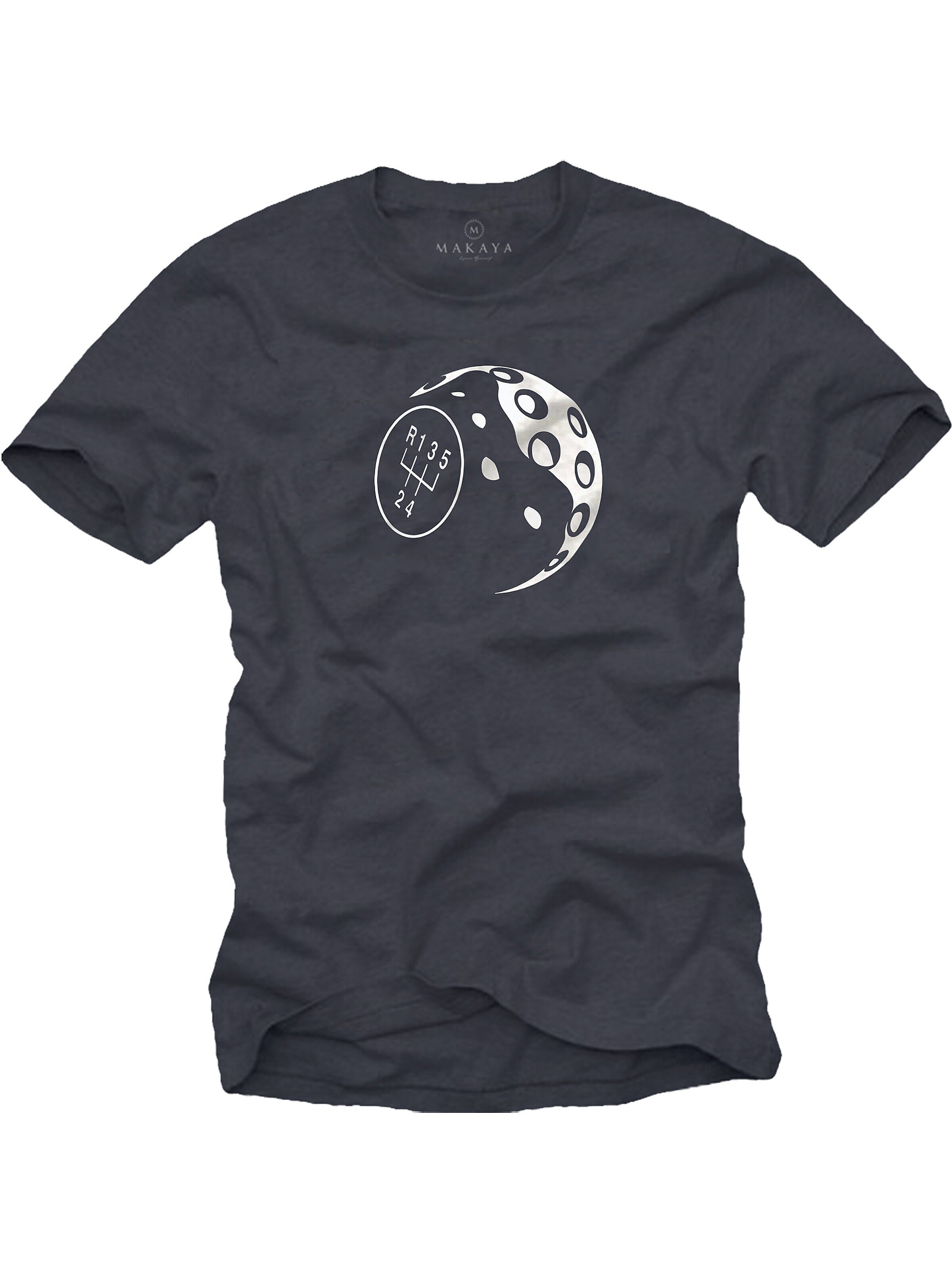 MAKAYA Shirt 'Schaltknauf' in Grey: front