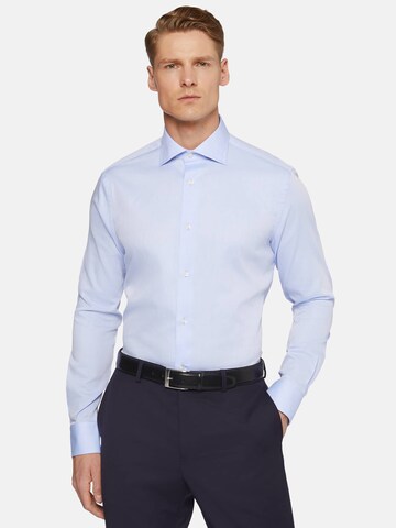Boggi Milano Slim fit Button Up Shirt 'Dobby Windsor' in Blue: front