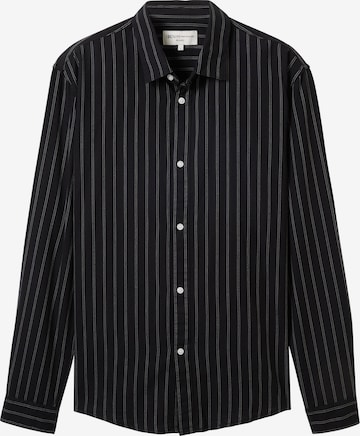 TOM TAILOR DENIM Button Up Shirt in Black: front