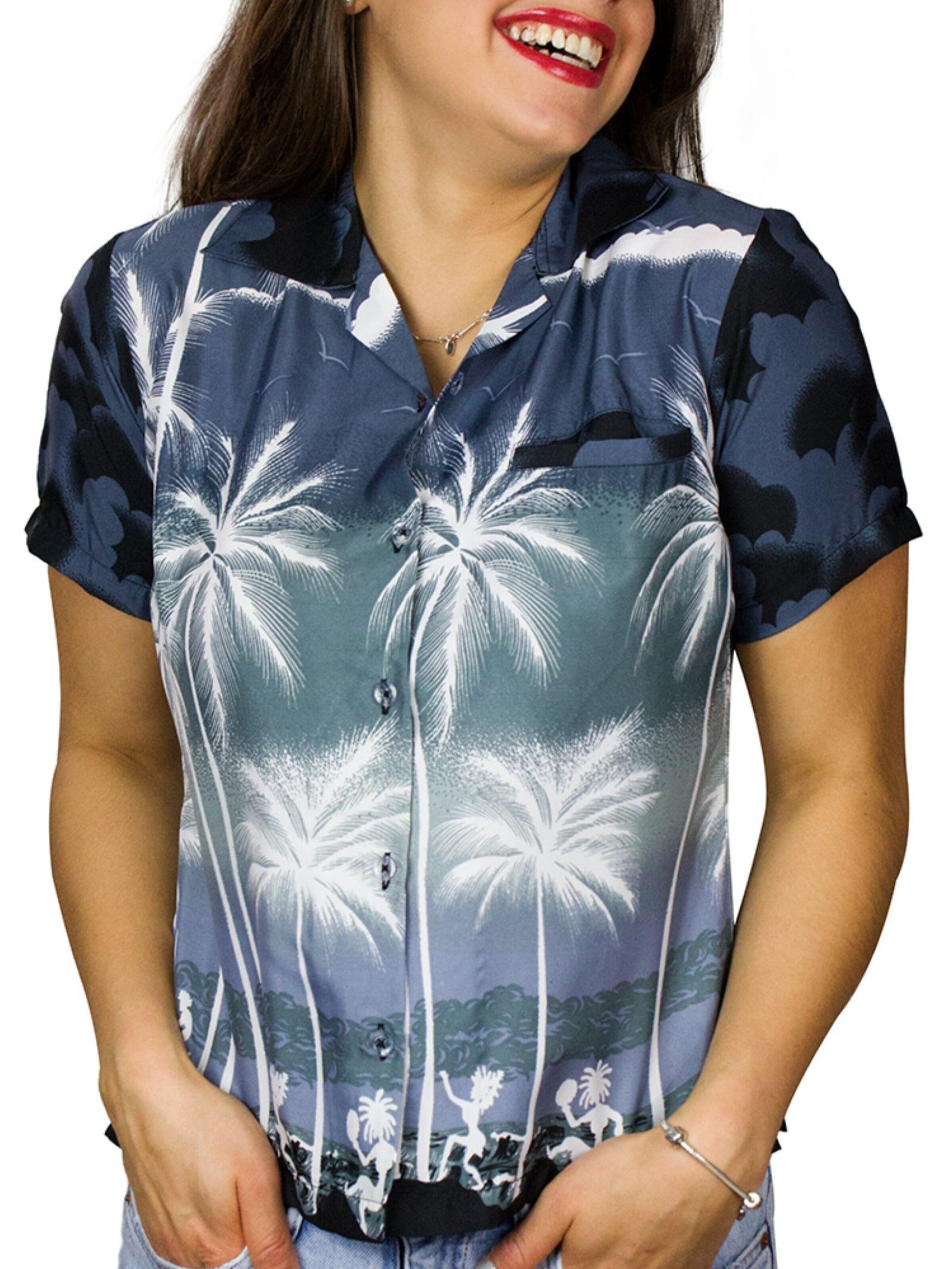 Camicia da donna 'Beach Negative' di King Kameha in nero