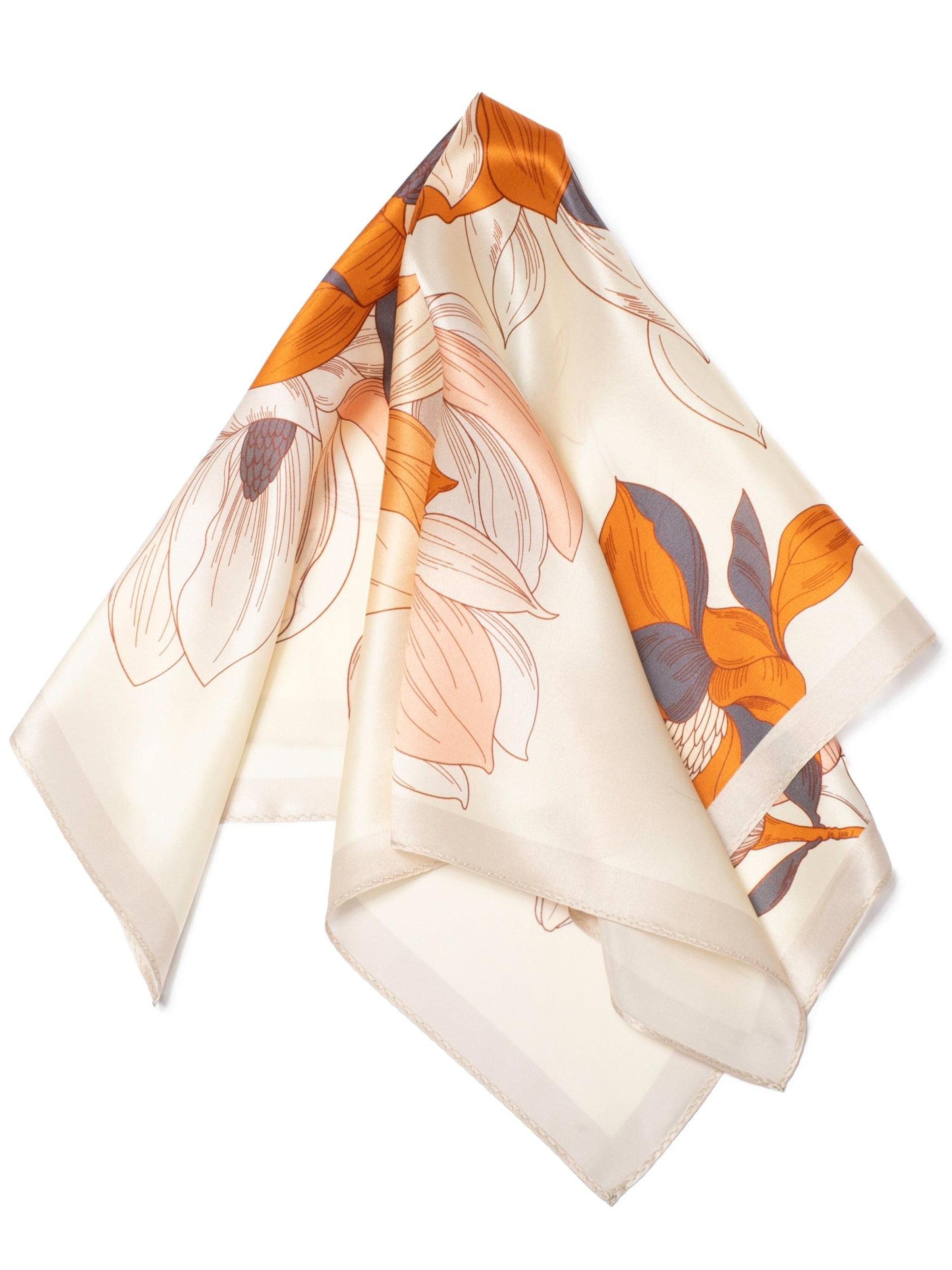 MayTree Scarf 'Seidentuch Premium blühende Magnolien' in Beige