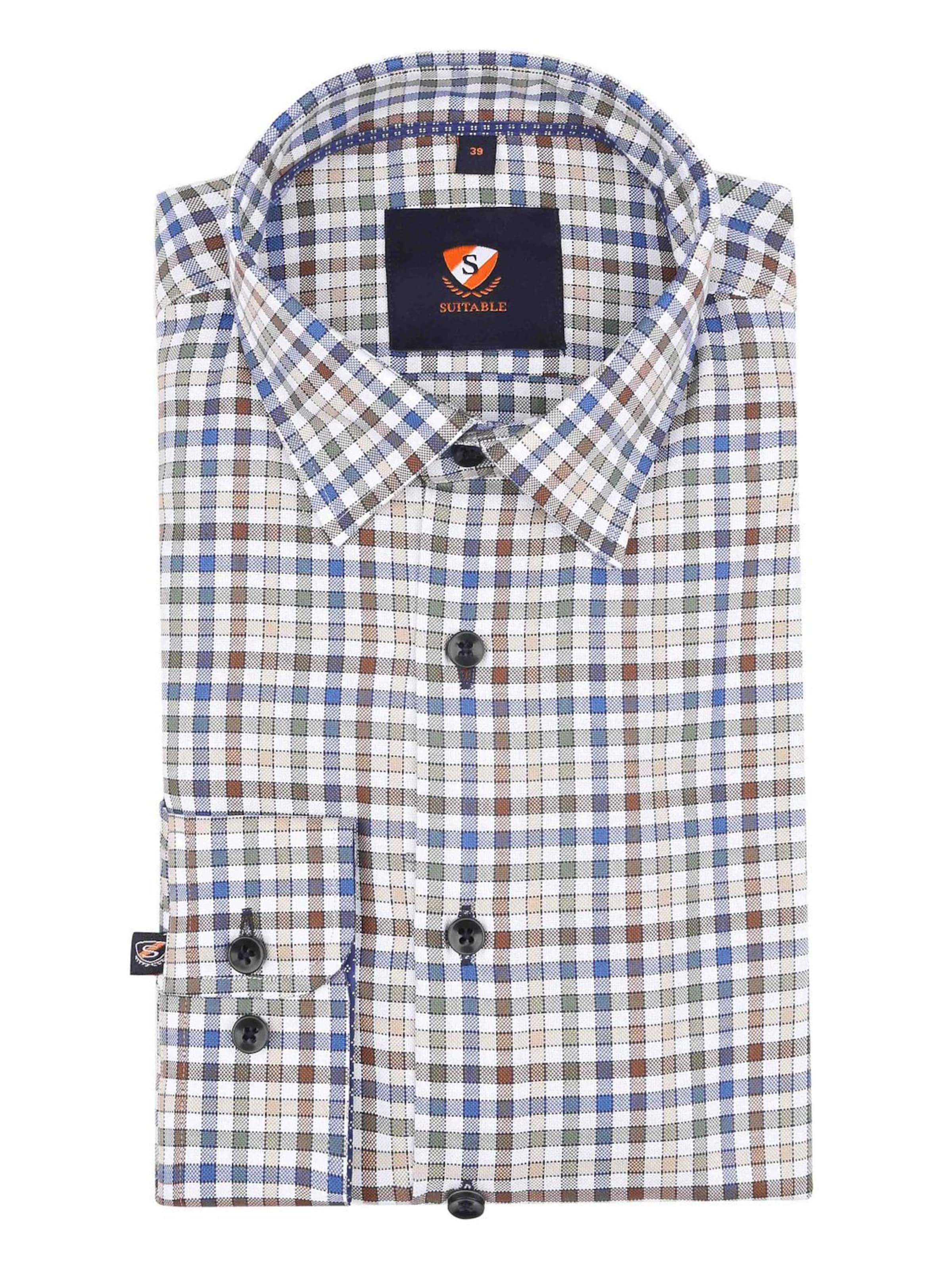 Suitable Slim fit Overhemd in Bruin: voorkant