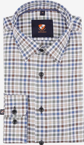 Suitable Slim fit Overhemd in Bruin: voorkant