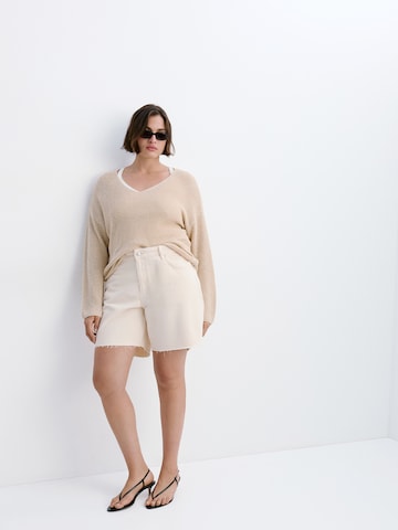 MANGO Wide leg Jeans 'ANNE' in Beige